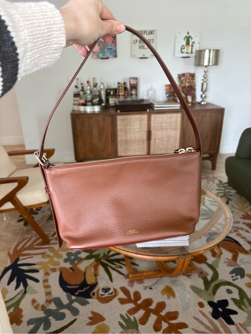A.P.C. Brown Leather Shoulder Bag